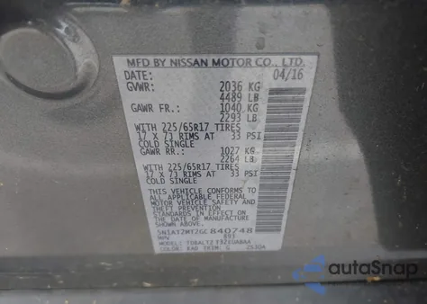 2016 Nissan Rogue Sv из США, поврежденный, VIN 5N1AT2MT2GC840748